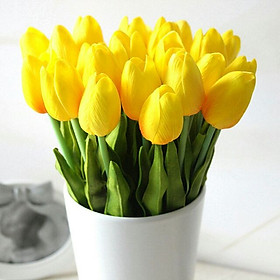 Combo 10 cành hoa tulip silicon mềm đẹp y thật trang trí phòng khách sang trọng