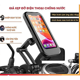 Giá Đỡ Điện Thoại Trên Xe máy, Xe Đạp Chống Nước  (TẶNG MÓC KHÓA GỖ)