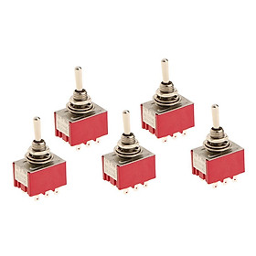 On/Off/On Small Mini Toggle Switch 9 PIN Model 3PDT Red Pack of 5