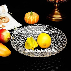 Đĩa trái cây thủy tinh Cao Cấp Khay đựng Hoa Qủa Thủy Tinh, hộp đựng bánh kẹo (size 25cm)