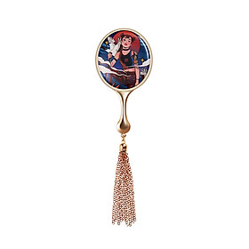 Smate Beauty Mirror Retro Style Makeup Mirror Metal Frame Tassel Portable Pocket Mirror with Storage Bag For Gift