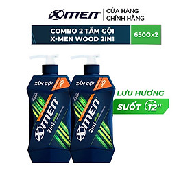 Hình ảnh Combo 2 Tắm Gội Xmen Wood 2in1 650g/Chai