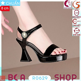 Giày cao gót nữ hở mũi 8 phân RO629 ROSATA tại BCASHOP quai sau dán có đính hạt đá lấp lánh, thiết kế độc đáo, sang chân