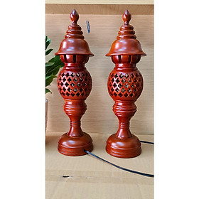 Mua Bộ Đôi Đèn Thờ Gỗ Hương Nguyên Khối Phong Thủy Cao Cấp Nhiều Size 45cm Trang Trí Phòng Thờ Nhà Bạn