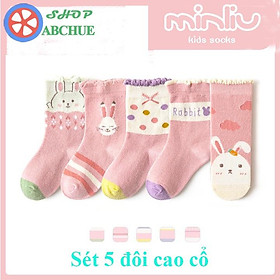 Tất Vớ Trẻ Em Minliu hình Thỏ đáng yêu Cho Bé Từ 1 12 Tuổi Chất Cotton Set