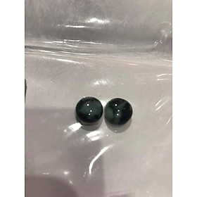 CẶP BÔNG TAI HẠT TRÒN MÀU ĐEN XANH TRẮNG VÂN ĐÁ CẨM THẠCH TỰ NHIÊN 10,8MM 