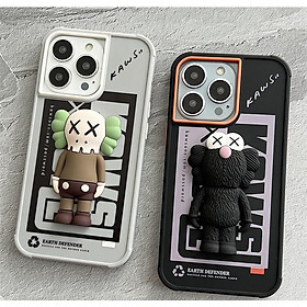 Ốp Lưng KAWS Silicon Cho Iphone 14 Pro Max / 14 Pro / 13 Pro Max Logo Nổi 3D Chống Sốc - Bum Store Galaxy Case - ĐEN, ĐEN