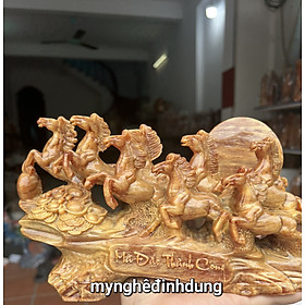 Mua Tượng cầu bát mã đáo thành công phong thủy cầu tài lộc bằng gỗ huyết long kt 25x15x9cm