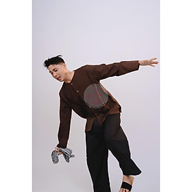 Bộ áo bà ba nam vải kate (áo nâu quần đen)- Có bộ bà ba Bigsize- may sỉ bà ba toàn quốc - May bộ bà ba theo yêu cầu - 1bo(Aonau+quanden)