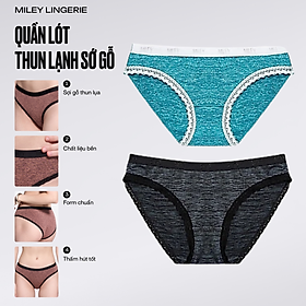 Bộ 2 Quần Lót Thun lạnh Sớ Lụa Miley Lingerie FWS_00 - MÀU ĐEN + XANH