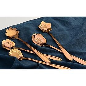 Stainless Steel Tableware Creative Flower Coffee Spoon, Sugar Spoon, Tea Spoon, Ice Tea Spoon, Ice Cream Spoons, Set of 8 Patterns