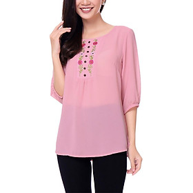 Áo Kiểu Thêu Đính Nút An Thủy TN 671 - Hồng