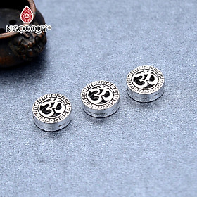 Combo 2 cái charm bạc chặn hạt họa tiết xỏ ngang - Ngọc Quý Gemstones