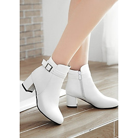Boot cổ ngắn 6cm quai ngang trắng TRỂ TRUNG GBN3602