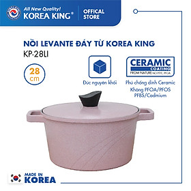 Nồi nấu Levante đáy từ Korea King KP-28LI(Nồi, nắp bằng nhôm đúc, phủ men chống dính Ceramic, Ø28cm)-Màu hồng