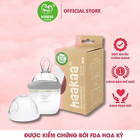 Bình thìa ăn dặm Gen.3 160ml Haakaa. Chất liệu silicone cao cấp, an toàn. Không chứa BPA, PVC và phthalate. Dễ dàng chuyển đổi thành Cốc hứng sữa, Bình sữa, Bình trữ sữa