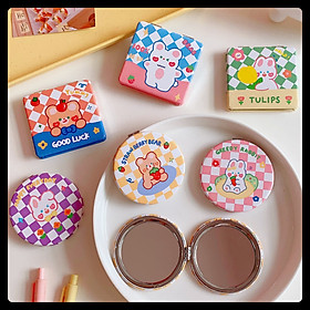 Gương 2 mặt cầm tay mini cute phóng to thu nhỏ mang đi chơi đi làm xinh đẹp tiện lợi cho nữ giá rẻ