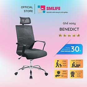 Ghế xoay văn phòng lưng bọc lưới có tựa đầu SMLIFE Benedict