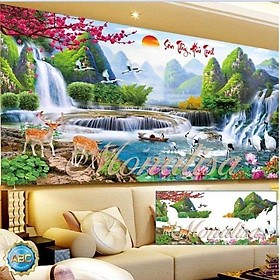Tranh đính đá Sơn Thuỷ Hữu Tình I 160x70cm I LV034
