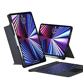Bao Da Kèm Bàn Phím Không Dây WIWU Magtuoch Cho iPad Pro 11 M5, Gen 11 A16 ,10.2, Pro 11 inch/Air 4/Air5, iPad 12.9 2020/2021, Air11inch M2/M3 , Pro M4 ( Có Khe Để Bút) Có Đèn Led Phím, Trackpad Mượt, Có Thể Tháo Rời Bàn Phím- Hàng chính hãng