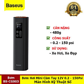 Máy Bơm Lốp Xe Thế Hệ Mới Baseus Super Mini Inflator Pump Hàng Nhập Khẩu