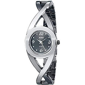 XOXO Women's XO5218 Black Dial Two-Tone Half Cuff and Half Bracelet Watch