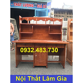 Bàn học sinh gỗ thông đôi liền kệ rộng 1m4 loại tốt