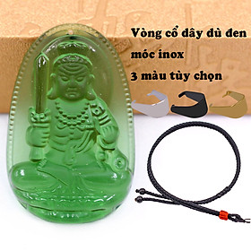 Mặt Phật Bất Động Minh Vương Đá Pha Lê xanh lá kèm dây đeo - Hộ mệnh tuổi Dậu - Mặt Đá Phong thủy bình an, Thịnh Vượng