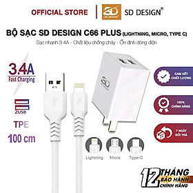 Mua Bộ Củ Sạc Nhanh 3.4A C66 Plus 2 cổng Usb SD DESIGN hỗ trợ cho Iphone  Samsung  Xiaomi  Oppo