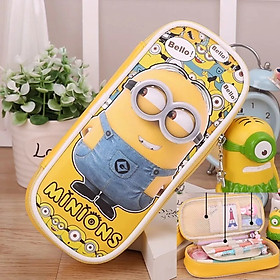 Hộp bút da in hình Minion dễ thương tặng kèm gôm điện thoại (Mẫu ngẫu nhiên)