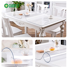 Mua Khăn trải bàn PVC dẻo  màu trắng trong suốt  không thấm nước  dầu  chống trượt dễ dàng vệ sinh bảo về mặt bàn hiệu quả.