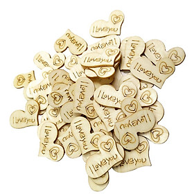 50 Pieces 28mm Natural Wood Wedding Decoration Wooden Love Heart Shapes for Weddings Plaques Art Craft Embellishment Sewing Decor Buttons
