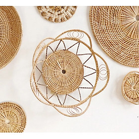 Lót ly mây, đĩa mây cách điệu trang trí tường, decor nhà cửa Bemiao