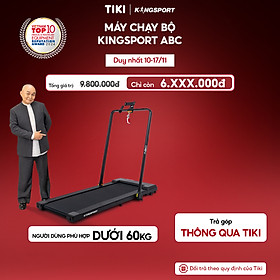 CHỈ GIAO MIỀN BẮC | Máy chạy bộ KINGSPORT ABC thảm chạy kim cương, tốc độ tối đa 8km/h, kèm khóa an toàn, cân nặng phù hợp từ dưới 60kg