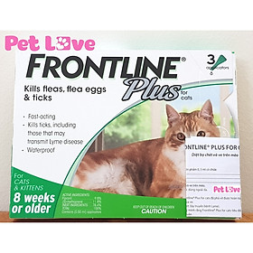 1 hộp Frontline Plus 3 tuýp nhỏ gáy diệt ve rận, bọ chét trên mèo