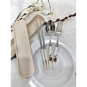 Mua Bộ đũa muỗng nĩa Inox kết hợp sứ Hàn Quốc
