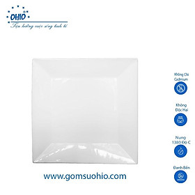 Đĩa Vuông 20.5cm Sứ Trắng OHIO