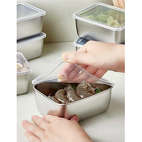 Mua Hộp Đựng Thực Phẩm Tủ Lạnh  Đồ Ăn Bằng Inox 304 Có Nắp Nhựa Kèm Theo Tiện Lợi (135x105x58 mm)