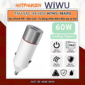 Tẩu củ sạc nhanh xe hơi ô tô PD 60W 2 Type-C USB-A QC3.0 hiệu WIWU Mars cho iphone 16 15 14 13 12 iPad Vivo Oppo samsung Macbook - hàng nhập khẩu - Mars 60W C+C PD3.0