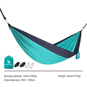 Camel Võng Ngoài Trời Võng Xích Đu Du Lịch Cắm Trại Ngoài Trời Chống Lật Tải Trọng Cao - 290180cm - Lake greennavy blue