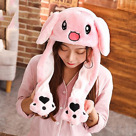 Mũ nón tai thỏ giật giật Jennie Blackpink Jihoon (Wanna One) Nayeon (Twice)-Thỏ hồng