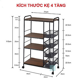 Mua Kệ để lò vi sóng gia vị nồi chiên không dầu thông minh  kệ bếp đa năng nhà bếp 3 4 tầng kép có bánh xe khung chắc chắn