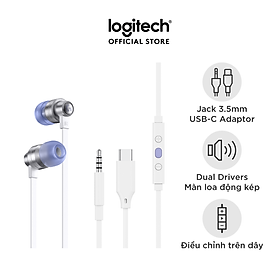 Tai nghe game in-ear Logitech G333 - màn loa động kép Dual Driver, độ bền cao, 3.5mm Aux, Mic và điều khiển trên dây - Màu