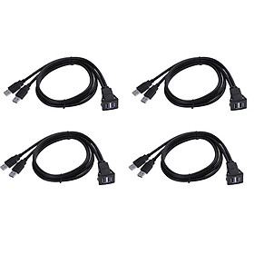 4pcs Dual USB 3.0 Male to Female Extension Flush Mount Cable Car Dashboard