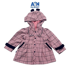 Áo khoác có nón bé gái họa tiết Caro tím thô nhung - AICDBGNH8RCX - AIN Closet