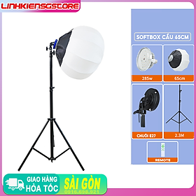 Mua Softbox cầu tròn 65 cm làm mềm ánh sáng đèn 285w chân cao 2m3 hỗ trợ chụp ảnh chuyên nghiệp