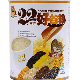 Bột ngũ cốc dinh dưỡng cao cấp 22 dưỡng chất hiệu 22 Complete Nutrimix - Chia Seed (Hạt chia) - hộp thiếc 750g