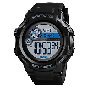 Đồng hồ nam tương tự kỹ thuật số SKMEI Đồng hồ thể thao chống nước 5ATM với bộ hẹn giờ báo thức con trỏ phát sáng -Màu đen