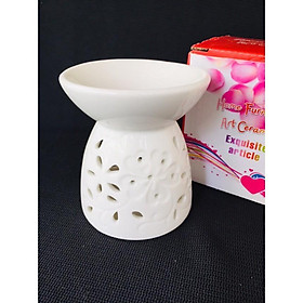 Đèn nến xông tinh dầu sứ trắng ED