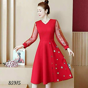 ĐẦM XÒE UMI TAY DÀI PHỐI LƯỚI SAO VÔ CUNG XINH XẮN LANA FASHION